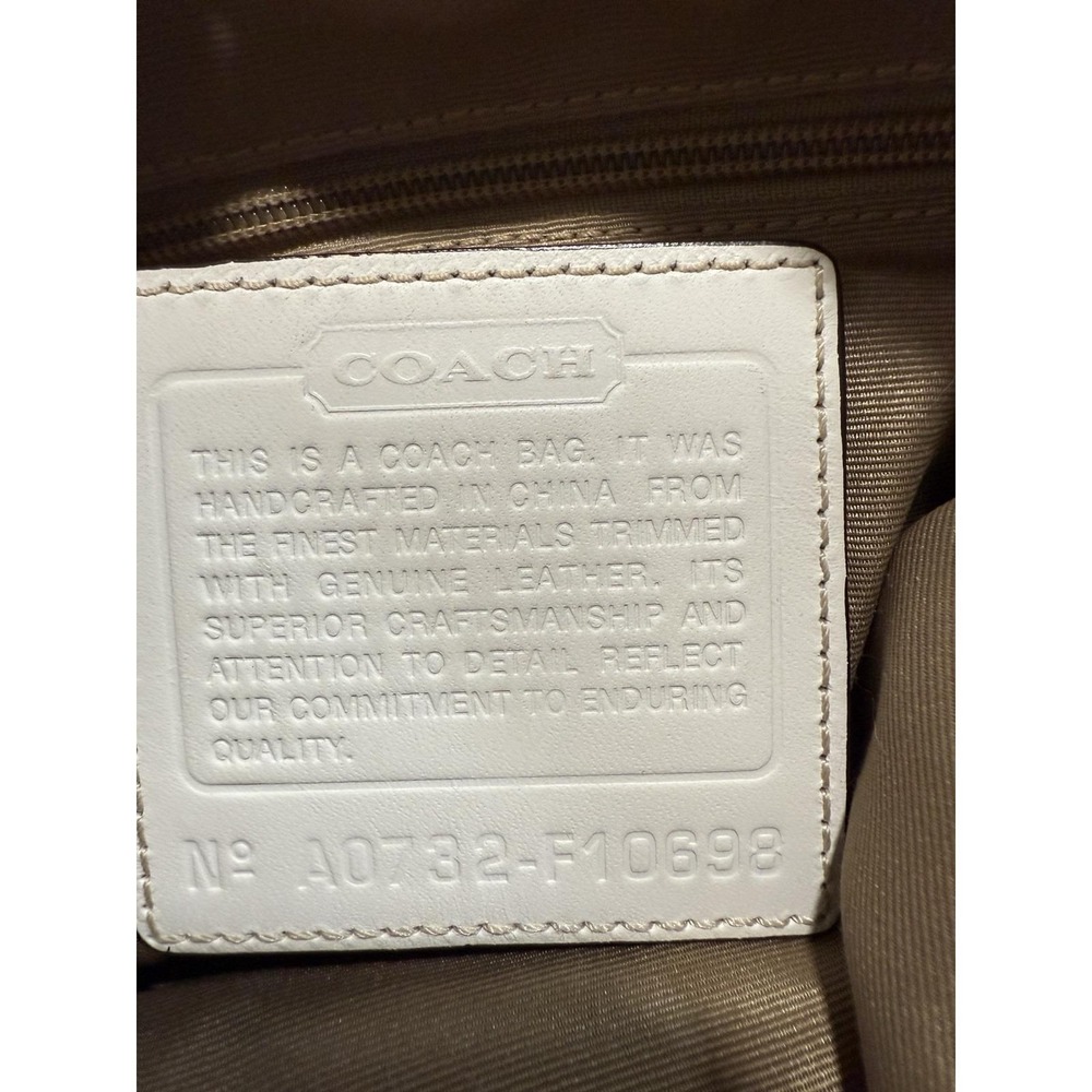 COACH KHAKI SIGNATURE SCRIBBLE HOBO BAG Purse SATCHEL With Charm - Picture 6 of 6